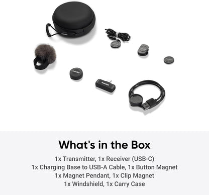 Insta360 Mic Air (1 TX + 1 RX), Noise Cancelling, 300m Range, Wireless Microphone for USB-C iPhone/Android/PC/Mac, Vlog, Streaming