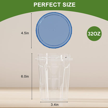 Herbruikbare Sophouer met Lugdigte Draaideksel, Veelsydige BPA-vrye Plasiekhouers vir Roomys, Middagete, Oorskietkos, Mikrogolf-, Skottelgoedwasser- en Vrieskaskluis [6 Pak-946 ml]