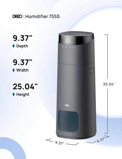 16L Slim Bevochtiger Groot Kamer 1000 vt², 130H Koelmis Lugbevochtigers Bo Vul, Afstand-/Raak-/Stem- en APP-beheer, Selfreinigende Tenk, 30dB, RGB-lig - Grys