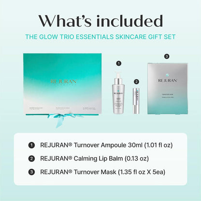 REJURAN Glow Trio Essentials, c-PDRN® Korean Skincare Gift Set, 3 Pieces
