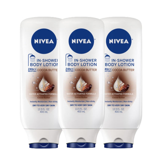 NIVEA Kakao Botter Onder Stort Liggaamroom, Liggaamroom vir Droë Vel, 400 ml (Pak van 3)