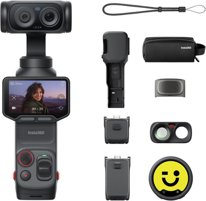 Insta360 Luna Ultra Creator Bundle - 8K Vlogging Camera with Dual Leica Lenses, 12× Zoom, 1" Sensor, Detachable 2" Touchscreen, Triple AI Chip, Pocket Gimbal Camera for Vlog Photography, Cosmic Black