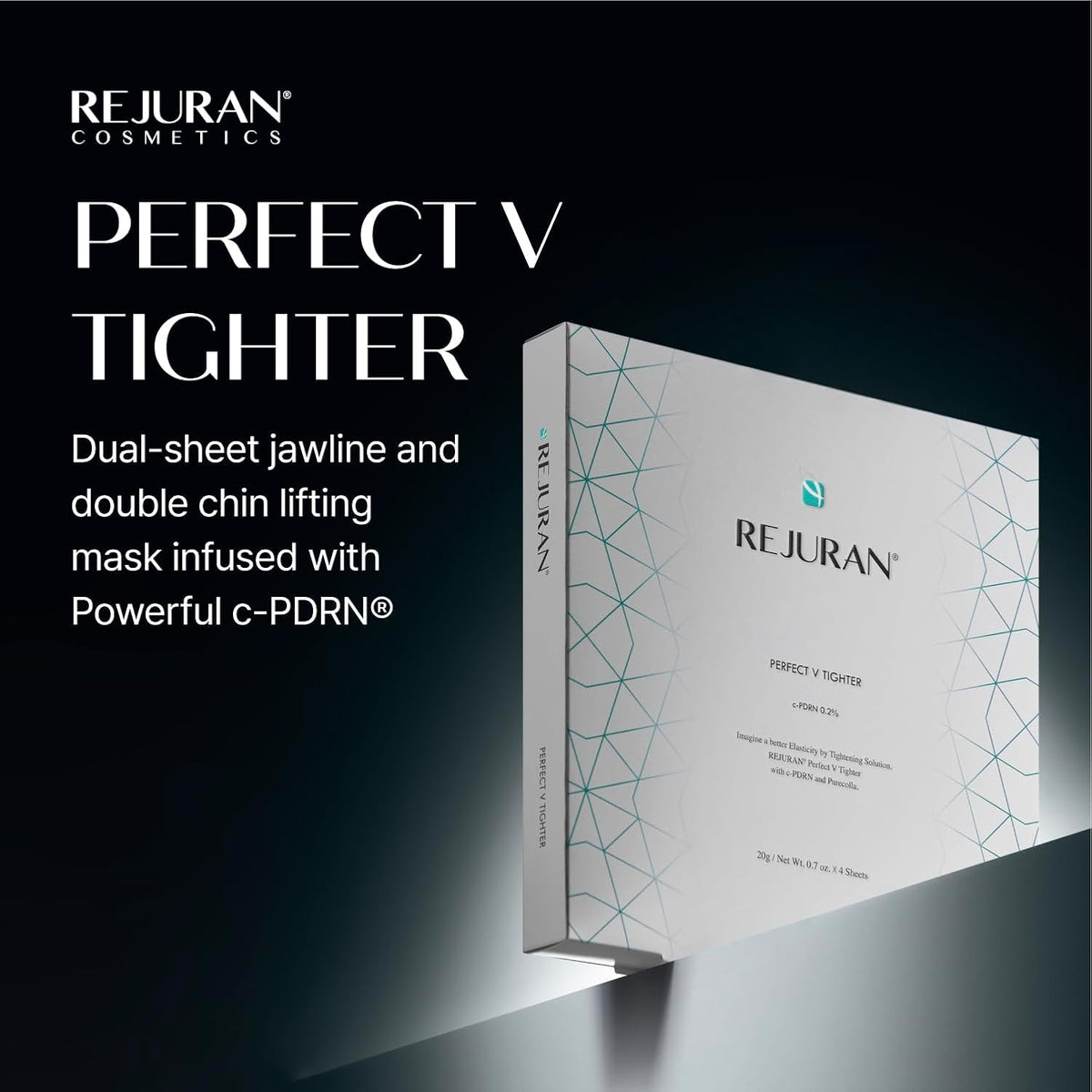 REJURAN Perfect V Tighter Dual-Sheet Mask, c-PDRN® Lifting, 4 Count