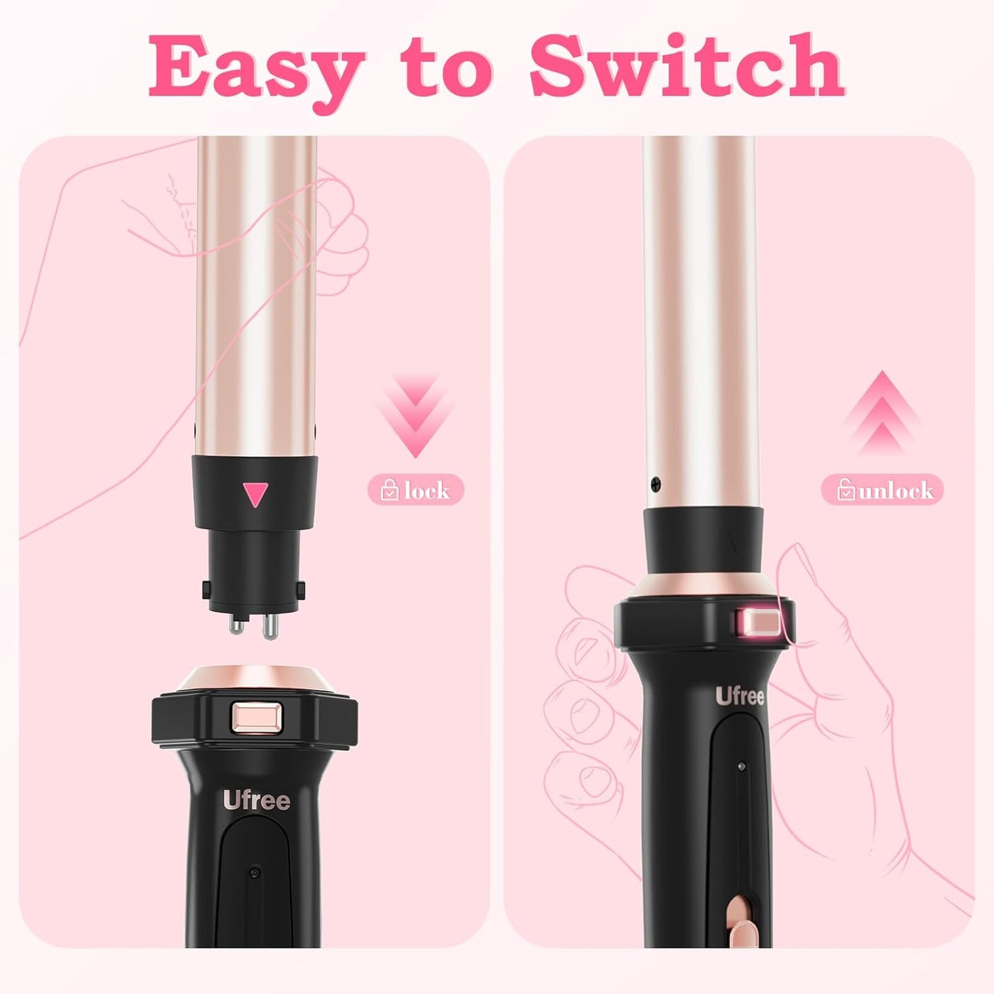 5 in 1 Curling Iron with Interchangeable Ceramic Barrels Wand Set with Flat Iron Hair Straightener, Instant Heat Up, Dual Voltage Hair Curler, Gifts for Women