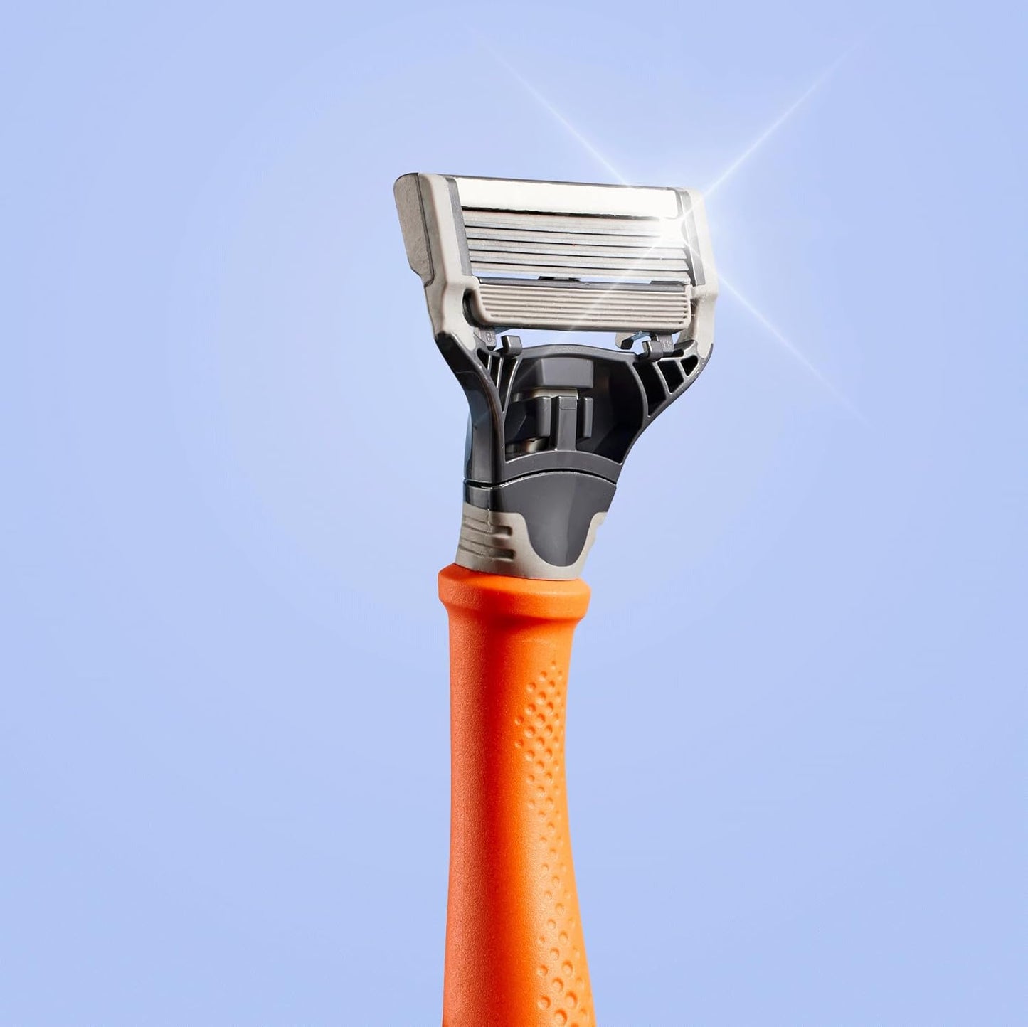Razor Handle and Razor Blade Cartridge - Shaving Gift Set for Him - (Orange)