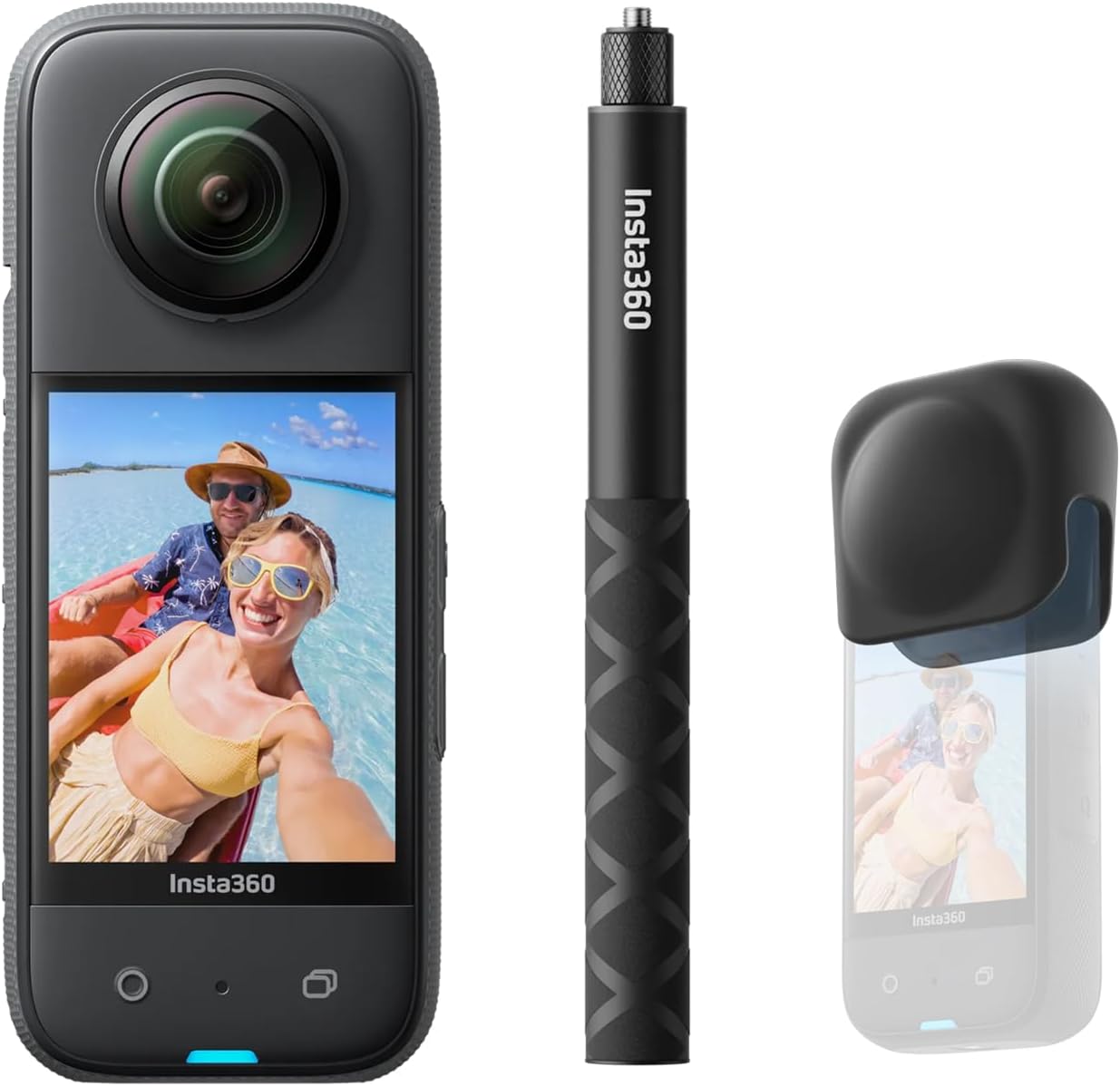 Insta360 X3 Get-Set Bundle - 360 Action Camera with 5.7K 360 Active HDR Video, 4K Single-Lens Camera, Waterproof, FlowState Stabilization, 2.29" Touchscreen, AI Editing, for Motorcycle