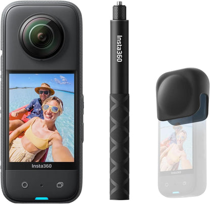 Insta360 X3 Get-Set Bundle - 360 Action Camera with 5.7K 360 Active HDR Video, 4K Single-Lens Camera, Waterproof, FlowState Stabilization, 2.29" Touchscreen, AI Editing, for Motorcycle