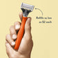 Razor Handle and Razor Blade Cartridge - Shaving Gift Set for Him - (Orange)