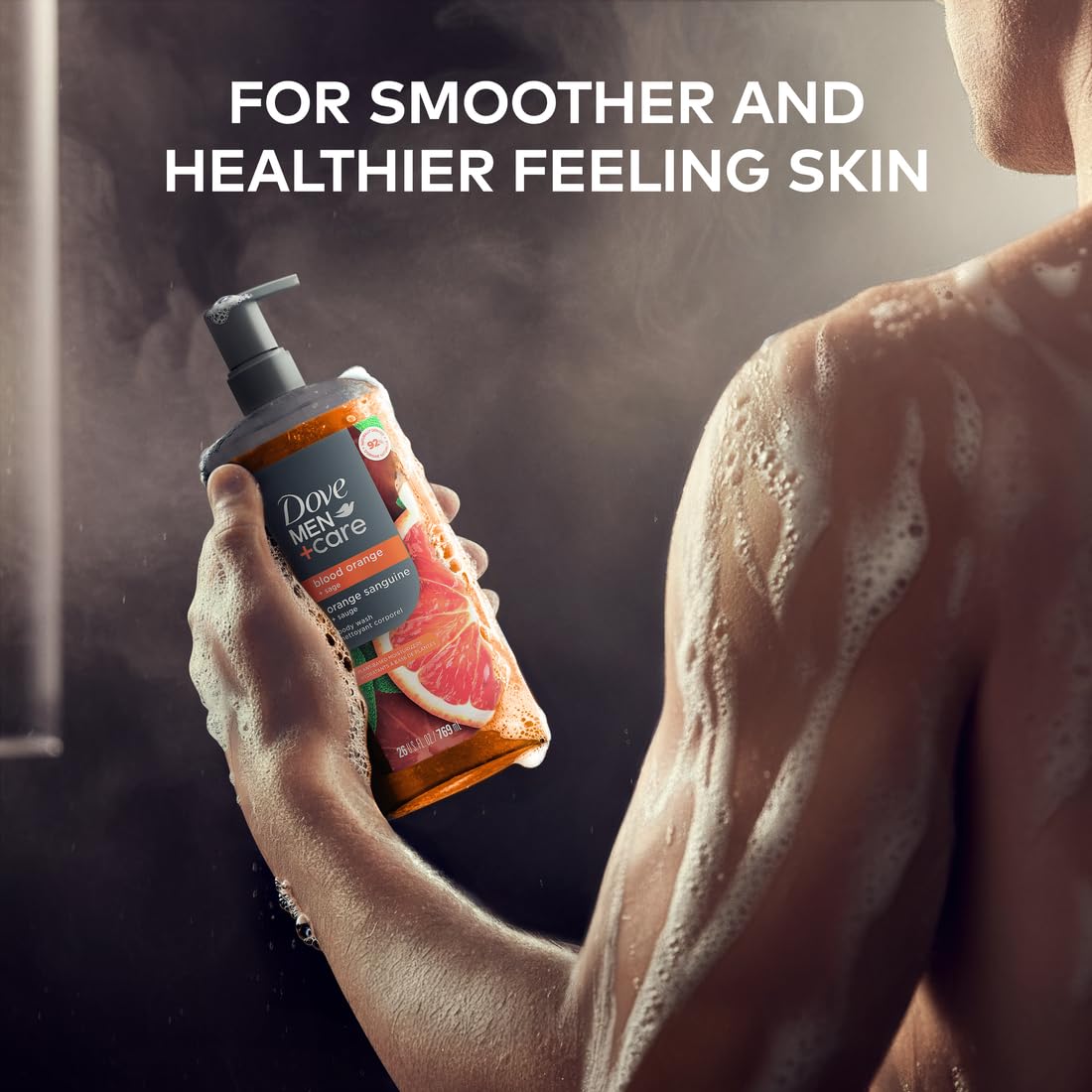 DOVE MEN + CARE Body Wash Blood Orange to Rebuild Skin in the Shower with Plant-Based Cleansers and Moisturizers - 26oz (1PK)