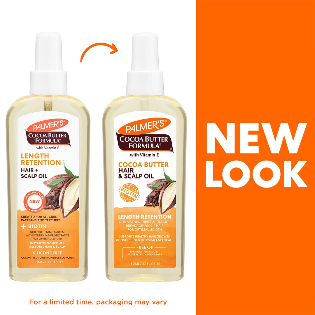 Palmer's Cocoa Butter & Biotin Length Retention Hair and Scalp Oil, 5.1 oz (Packaging May Vary)