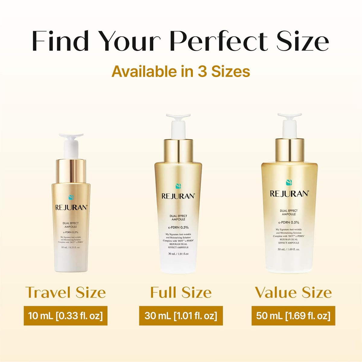 REJURAN Dual Effect Ampoule DOT DUAL cPDRN Face Serum 0.33 floz Travel Size