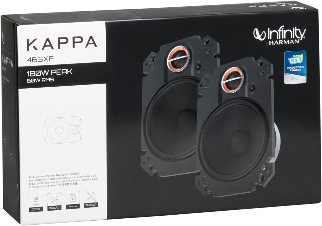 Infinity Kappa Series 4x6 Inches  (104mm x 157mm) 2-Way Car Speaker - (Pair)