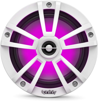 Infinity Marine Boat 6.5 Inch RGB LED Coaxial Speakers - White