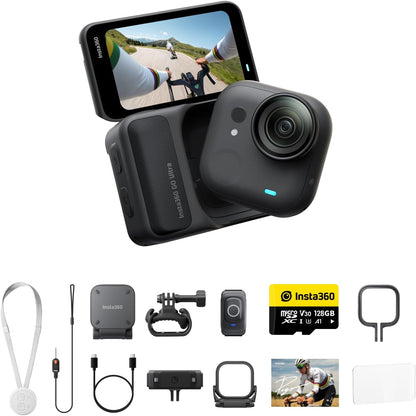Insta360 GO Ultra Premium Cycling Bundle - Small 4K Vlogging Camera, Hands-Free, POV Cam, 1/1.28" Sensor, 53g Lightweight, 156° FOV, 200 Min Battery Life, Magnetic Wearable Action Camera for Sports
