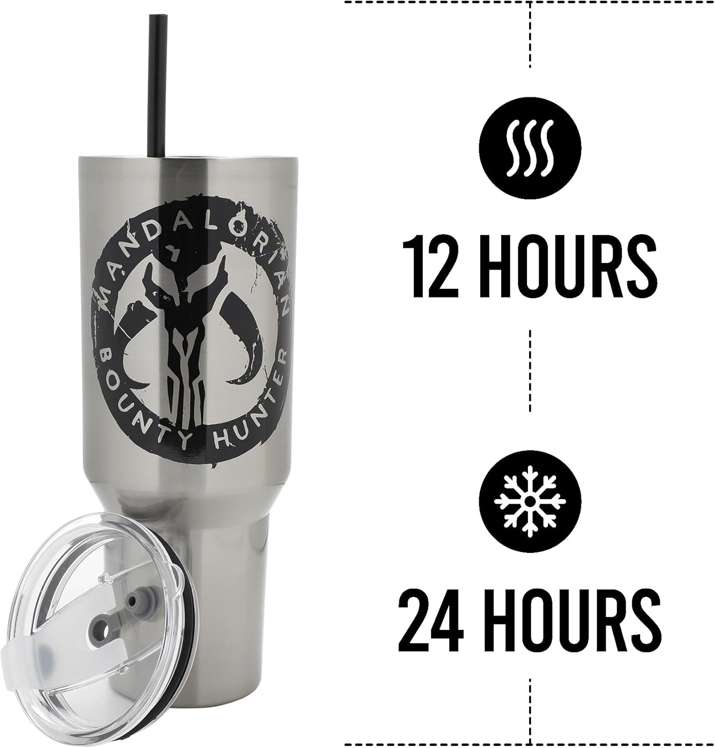 Insulated Stainless Steel Tumbler w/ Reusable Straw & Leak-Proof Lid Easy Carry Handle 40oz (Starwars)