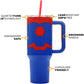 Insulated Stainless Steel Tumbler w/ Reusable Straw & Leak-Proof Lid Easy Carry Handle 40oz (Blue)