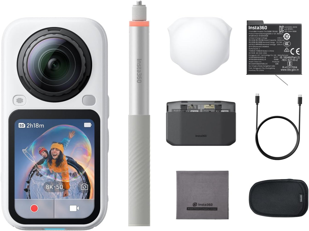 Insta360 X6 Essentials Bundle White - 8K 360 Camera with 1/1.1'' Sensors