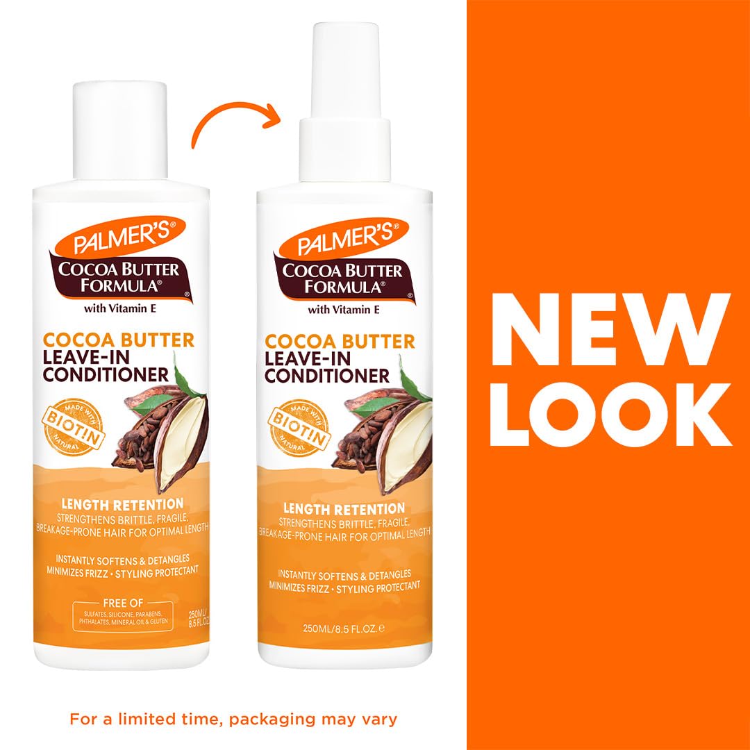 Palmer's Cocoa Butter & Biotin Length Retention Leave-In Conditioner, Strengthen, Minimize Frizz and Detangle Hair, Suitable for All Curly Hair (8.5 0z)