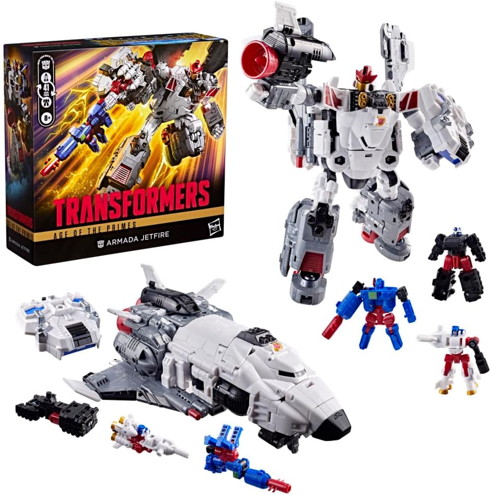 Transformers Age of the Primes Armada Jetfire, Commander Class 8-Inch Converting Action Figure with 3 Mini-Con Figures, Robot Toys for 8+