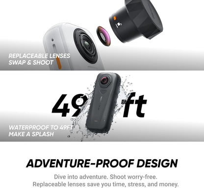Insta360 X4 Air Starter Bundle - Lightweight 165g 8K 360 Camera, Invisible Selfie Stick, Replaceable Lenses, Shoot First & Frame Later, Built-in Wind Guard, FlowState Stabilization, AI-Powered App