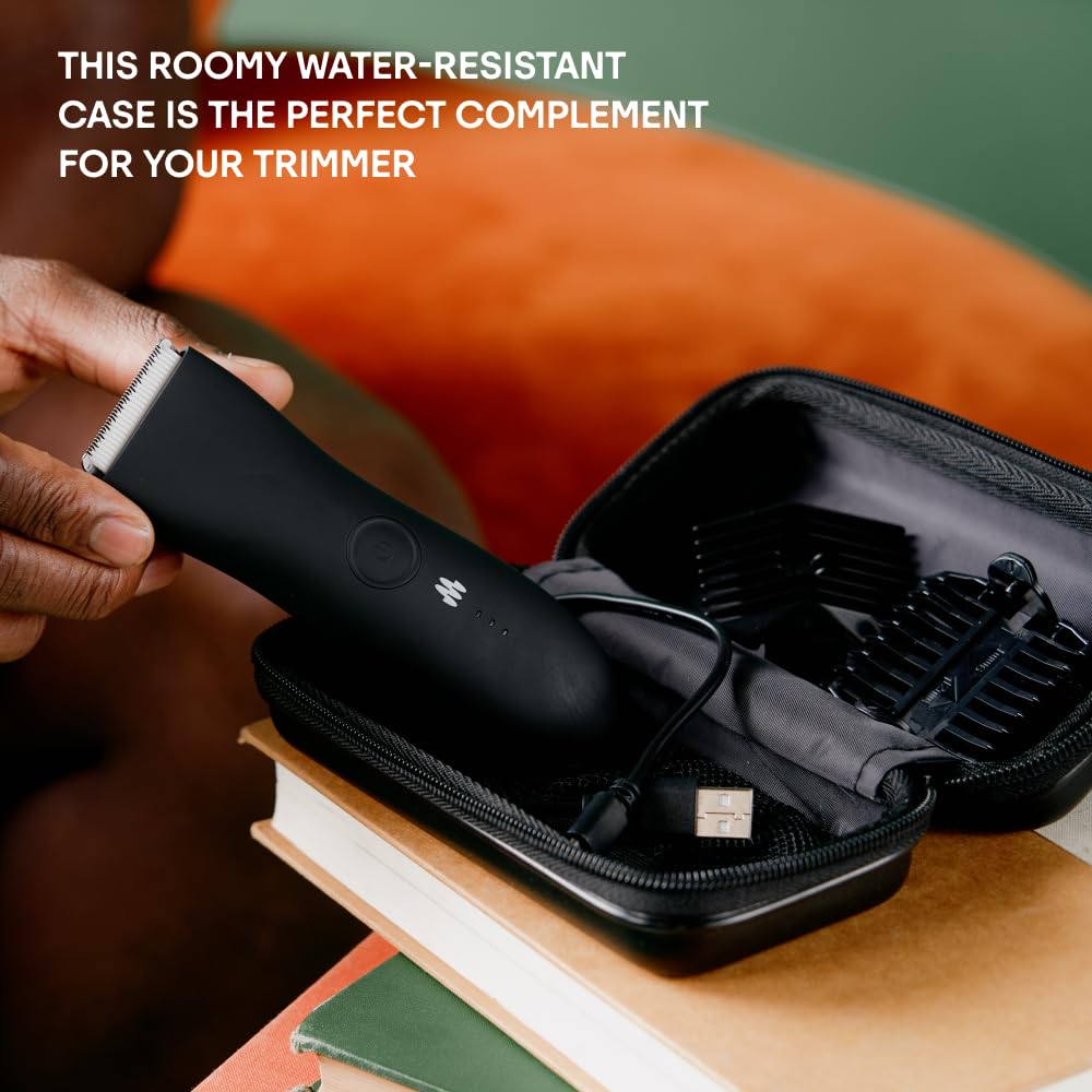 MERIDIAN Body Hair Trimmer for Men Balls, Bikini Trimmer and Hard Case - Onyx