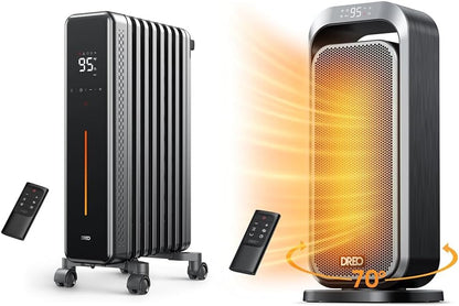 1500W Verwarmer met Afstandbeheer en 70° Ossillerende Ruimteverwarmer met Afstandbeheer, Elektriese Verwarmingstoestelle vir Binnenshuise Gebruik