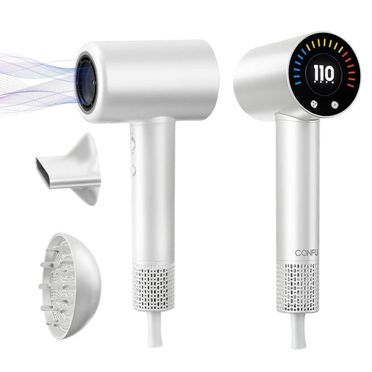 CONFU Haardroër, 110000 RPM Vinnigdraaiende Haardroër met Magnetiese Diffuser en Konsentrator, Professionele Liggewig Ioniese Haardroër vir Vroue en Mans