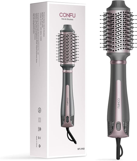 CONFU Haardroërborsel, Eenstap-haardroging, Volumisering, Reguitmaak en Stilering, Dubbelgebruik vir Droë en Nat, Meer Glans en Minder Kroes, Warm Lug Borselpak vir Alle Haartipes, Maklike Salon-blaaswerk by die huis