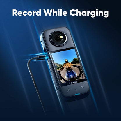 Insta360 X3 Motorcycle Bundle - Waterproof 360 Camera with 1/2" 48MP Sensors, 5.7K 360 Active HDR Video, 72MP 360 Photo, 4K Single-Lens, 60fps Me Mode, Stabilization