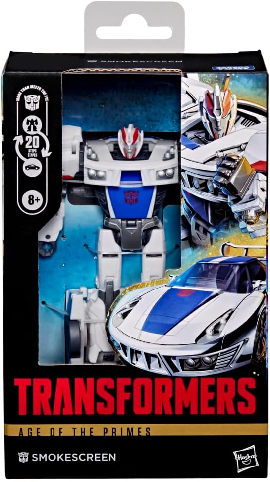 Transformers Age of the Primes Smokescreen, Deluxe Class 5.25-inch Converting Action Figure, Robot Toys for Ages 8+