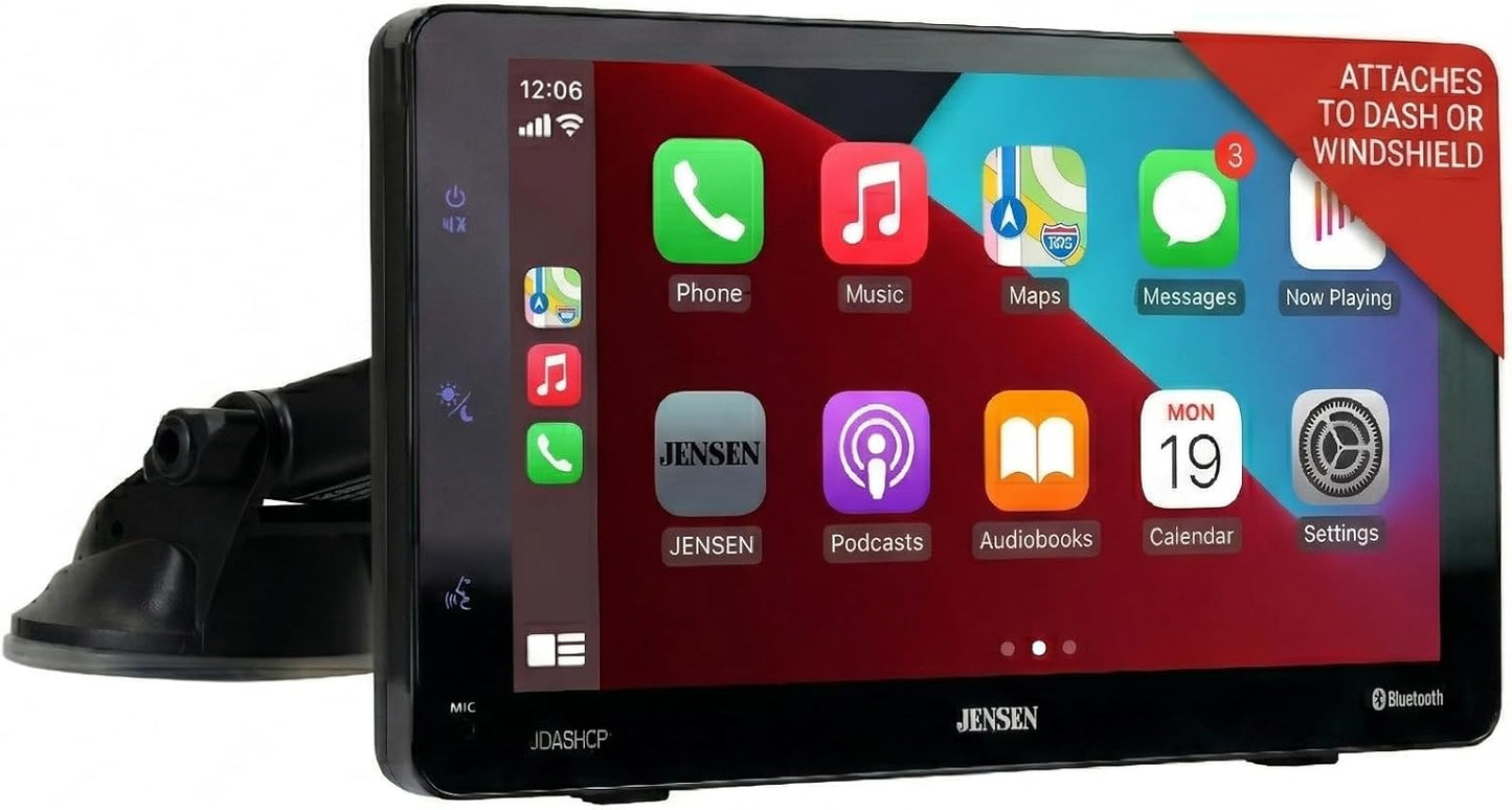 7" Portable Wireless Apple CarPlay Android Auto Car Stereo Screen Dash & Windshield Mount Options | Bluetooth Hands Free Calling & Music Streaming