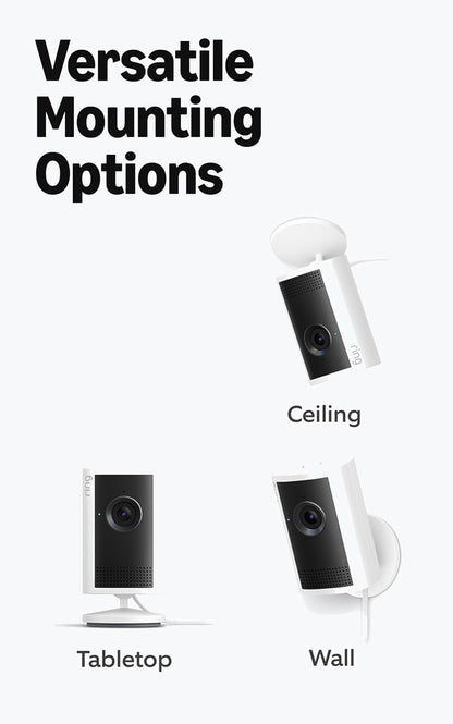 Ring Indoor Cam Plus 2K HD-sekuriteitskamera - (Wit) Nuutste Model