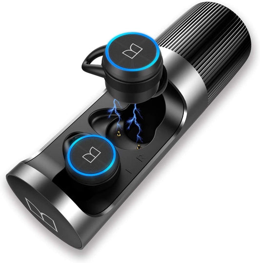 Monster Clarity 101 AirLinks Draadlose Oorfone, Bluetooth 5.0 In-Oor Oorfone met Laaikas, Stereo Oorfone Diep Bas Klank, IPX5 Waterdig, Ingeboude Mikrofoon, Duidelike Oproep, Veilige Pasvorm vir Sport