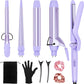 5 in 1 Curling Iron with Interchangeable Ceramic Barrels (0.35"-1.25"), Curling Wand Set with Flat Iron Hair Straightener, Instant Heat Up, Dual Voltage Hair Curler