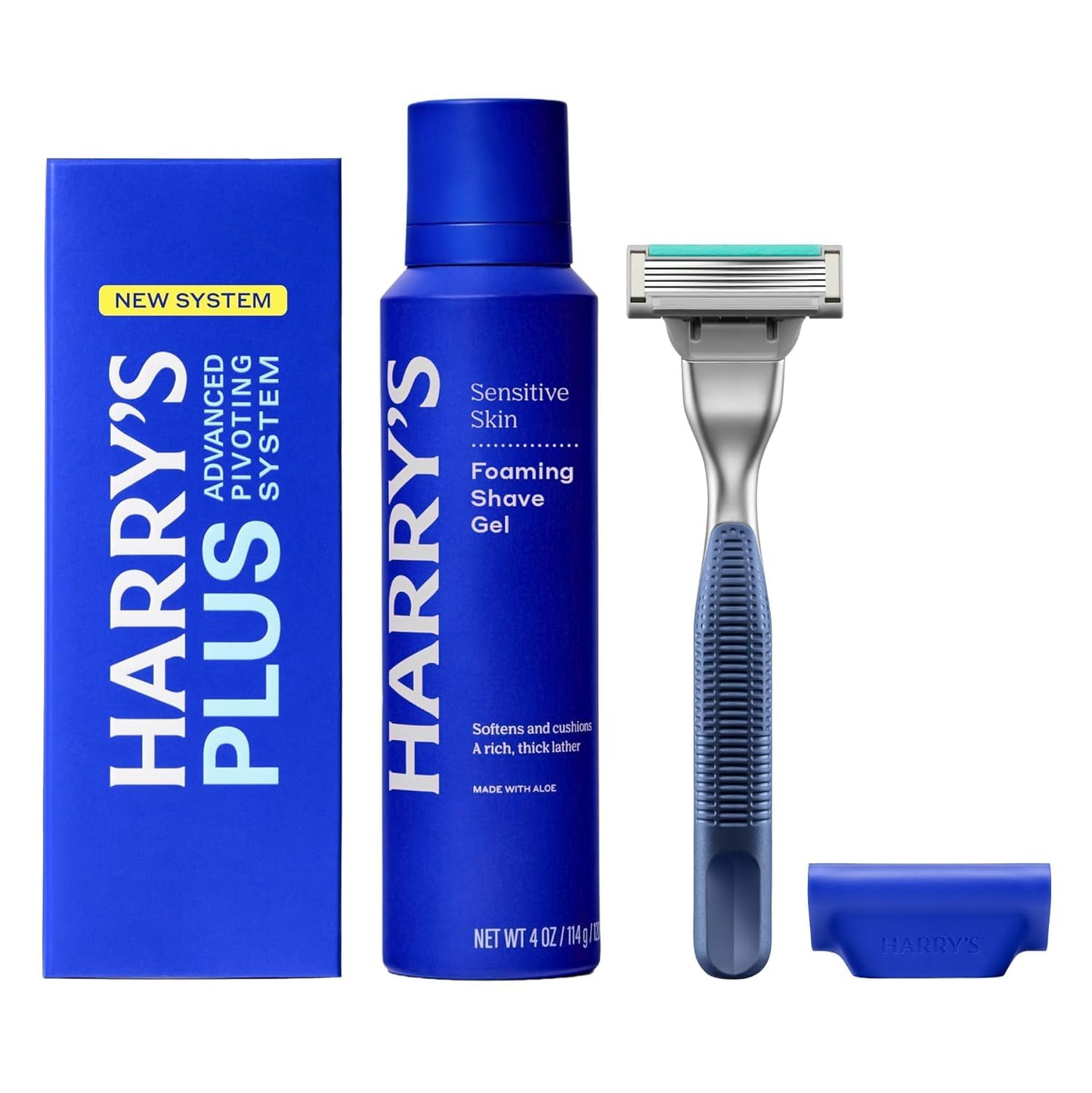 Shaving Kit for Men - Premium Handle, Razor Blade Cartridge, Foaming Shave Gel, and Travel Blade Cover - Tide