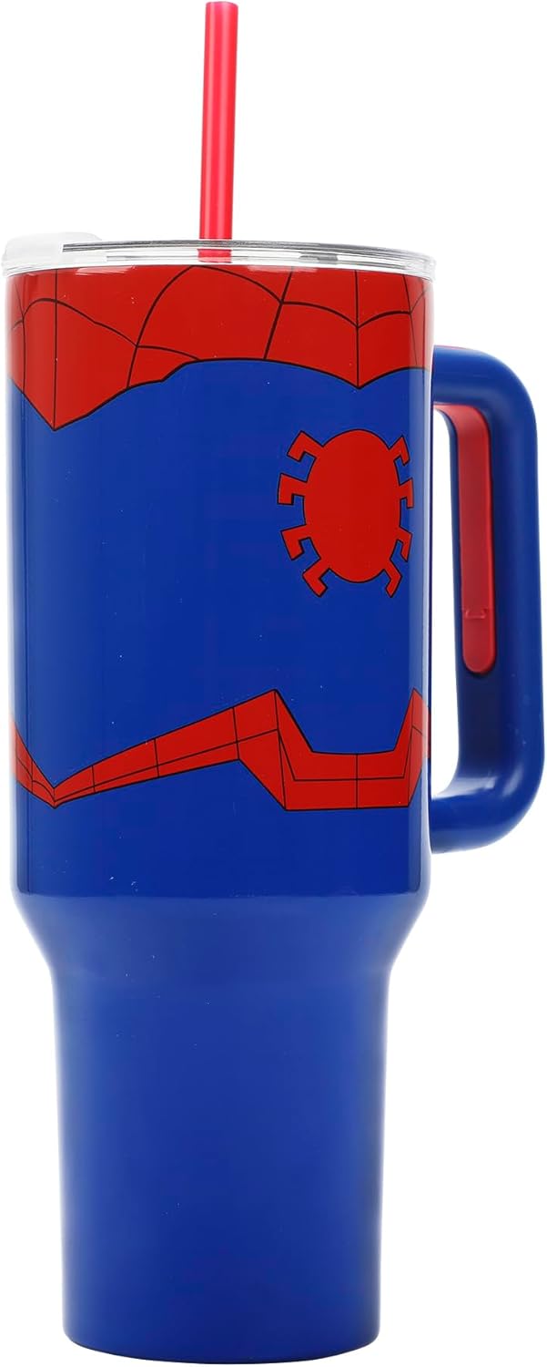 Insulated Stainless Steel Tumbler w/ Reusable Straw & Leak-Proof Lid Easy Carry Handle 40oz (Blue)