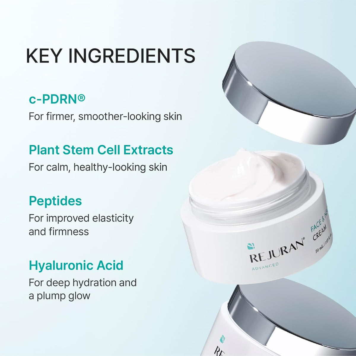 REJURAN Advanced Face & Neck Firming Cream, c-PDRN®, 1.69 fl oz