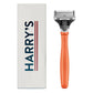 Razor Handle and Razor Blade Cartridge - Shaving Gift Set for Him - (Orange)