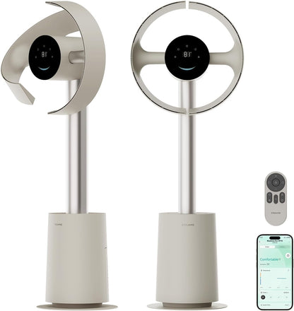 Bladeless Tower Fan MF10 w/ 270° Spatial Airflow Smart Standing Fan Circulation, 59ft/s High Velocity, 10 Speeds 3 Modes, Temperature-Adaptive Airflow - (Beige)