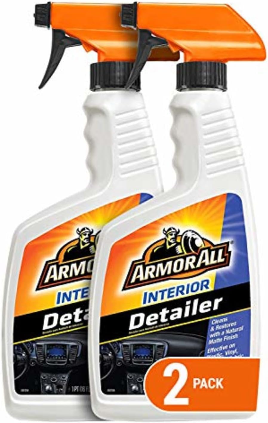 Nettoyant pour intérieur Armor All, spray de nettoyage pour voitures, camions et motos (473 ml) - Lot de 2
