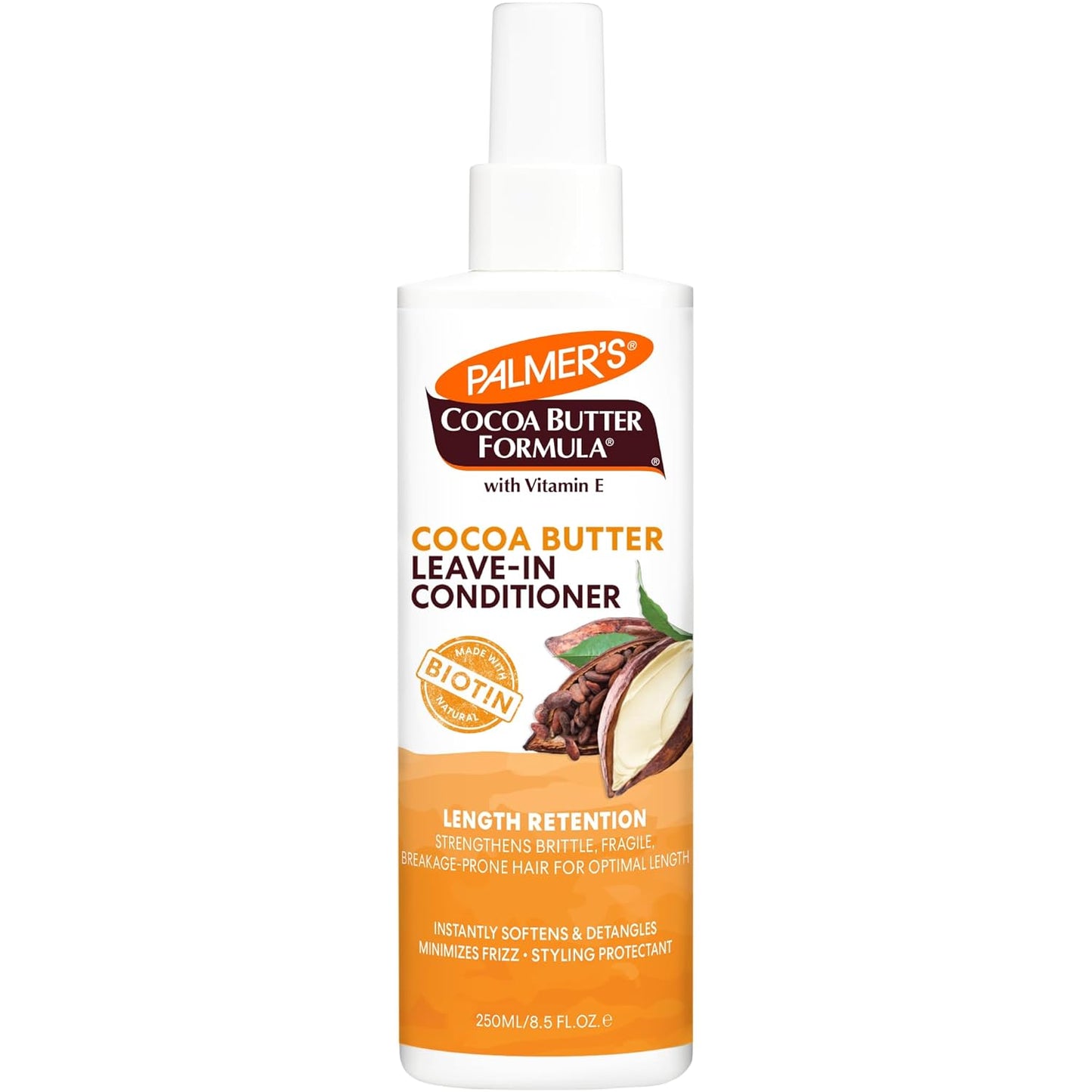 Palmer's Cocoa Butter & Biotin Length Retention Leave-In Conditioner, Strengthen, Minimize Frizz and Detangle Hair, Suitable for All Curly Hair (8.5 0z)