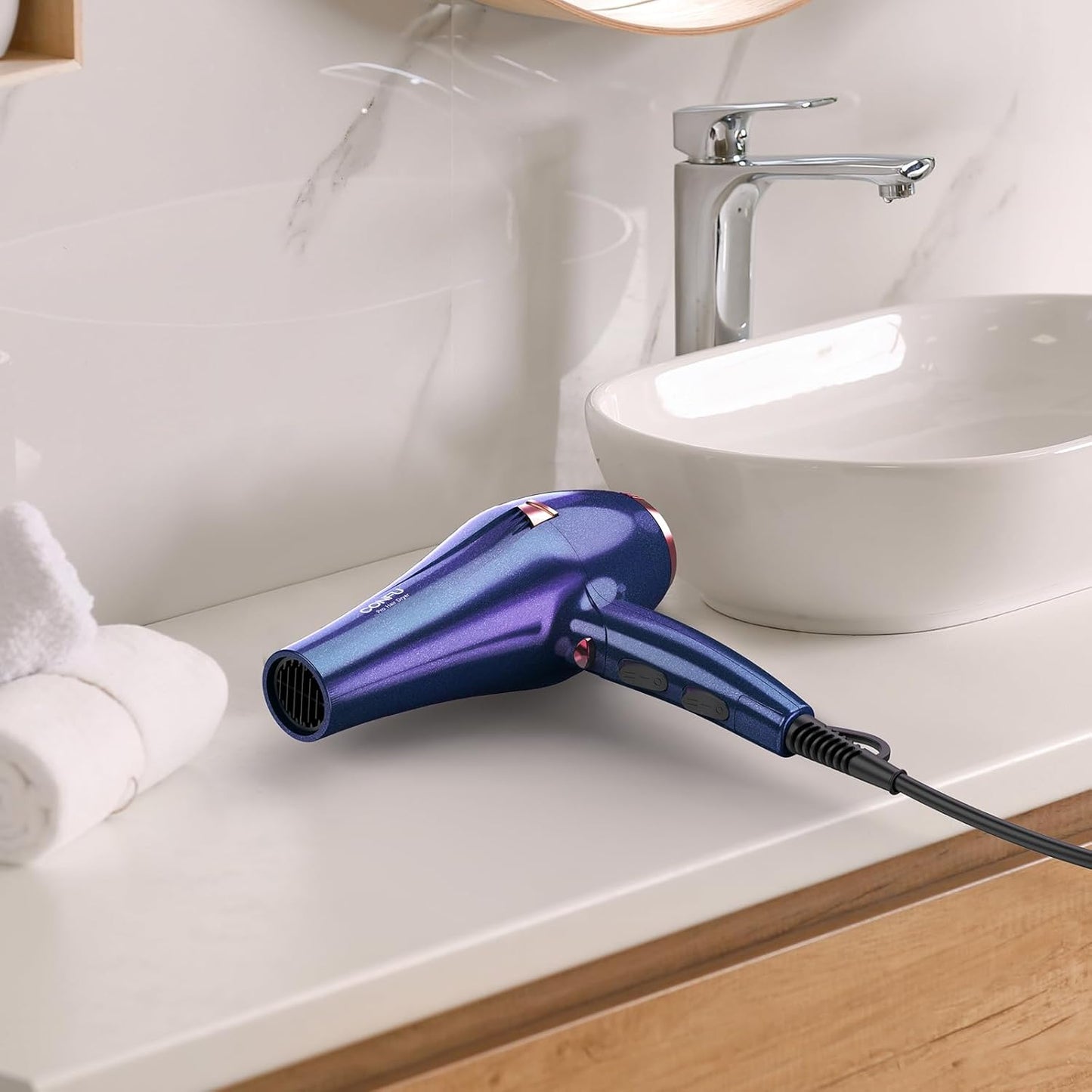 CONFU Haardroër, Professionele Ioniese Salon Haardroër met Diffuser vir Vroue en Mans, 5X Vinnige Droog, Kragtige en Stil Haardroër vir Vinnige & Maklike Stilering (1875 Watt)