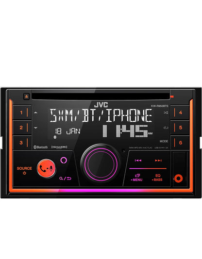 JVC KW-R950BTS Bluetooth-motorstereontvanger met USB-poort – LCD-skerm – AM/FM-radio – MP3-speler – Dubbel-DIN – 13-band EQ (Swart)