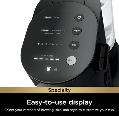 Ninja-koffiemaker Enkelbediening Brou met Koffiekapsules en Gemaalde Koffie Versoenbaar met K-Cup-koffiekapsules - Swart (PB051)