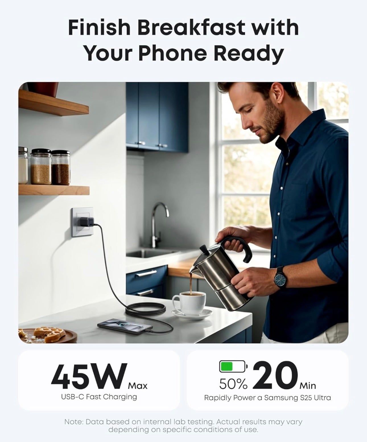 Anker Nano 45W Type C Charger Fast Charging, Compact and Foldable Plug - (6 ft Cable Included)