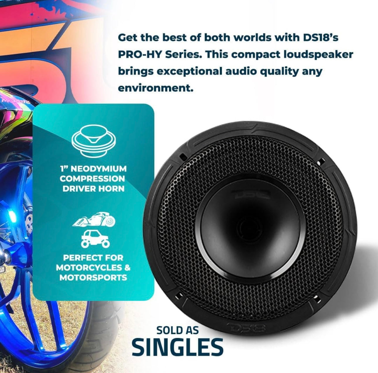 DS18 PRO-HY6MSL 6.5" Shallow Hybrid Mid-Range Car Audio W/  Built-in Driver and Grill Included - 1PC