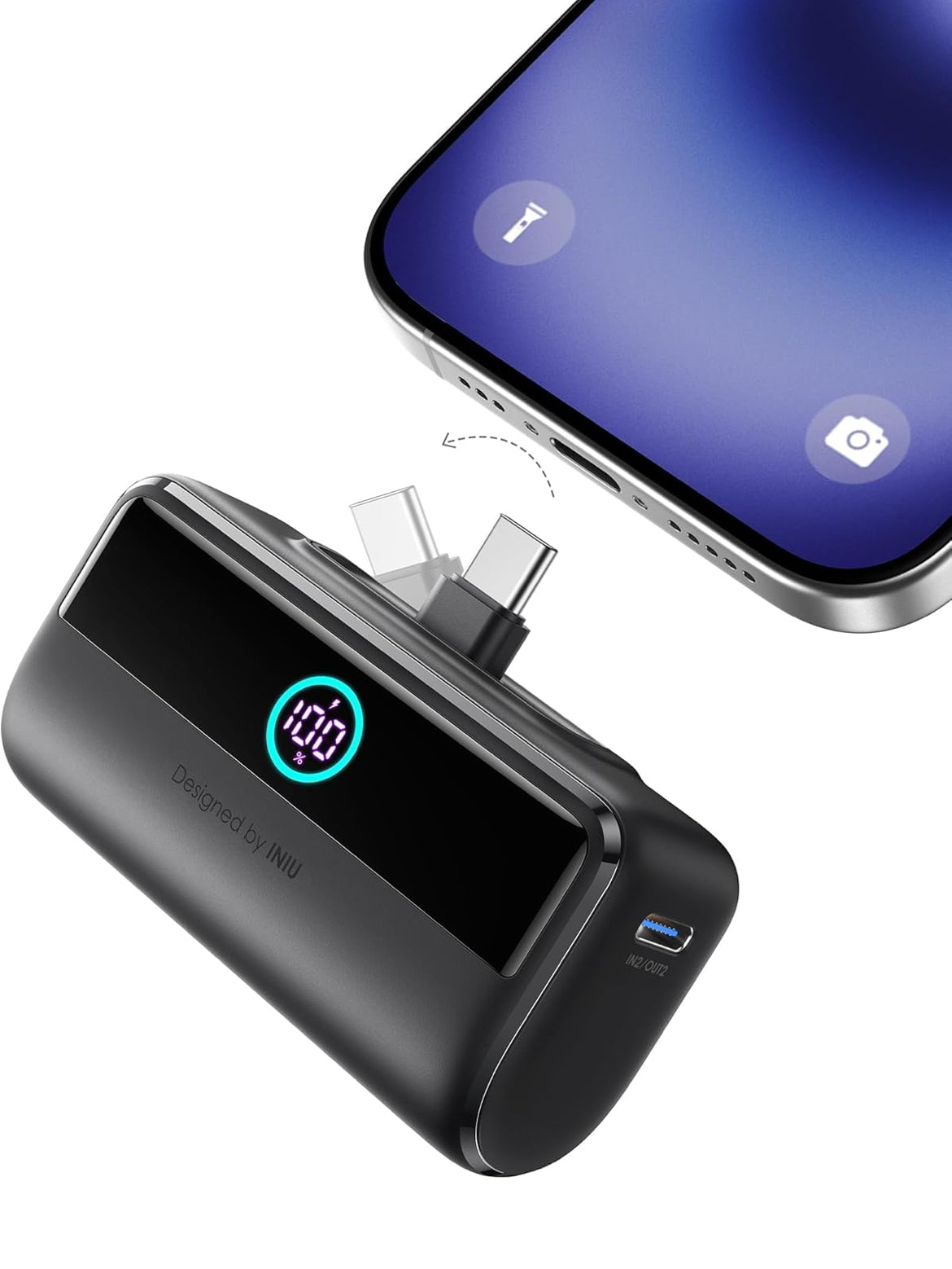 INIU Mini Portable Charger, 5500mAh Power Bank with Build-in USB-C Connector, 22.5W PD Fast Charging USB C in&Out Battery Pack, External Phone Charger for iPhone 16/15, Samsung S23 S22, Google etc