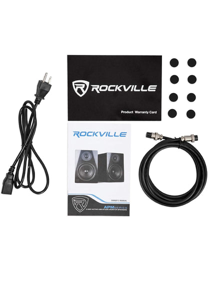 Rockville APM8B 8" 2-rigting 500W Aktiewe/Aangedrewe USB Ateljee Monitorluidsprekers Paar