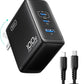 INIU USB C Charger Block, 3-Port 100W PD Fast Charging, MacBook Charger with USB C Cable and Foldable Plug, GaN Tech, for MacBook Pro/Air, Laptop, iPhone 16, Samsung S25, iPad, Multiple Devices etc