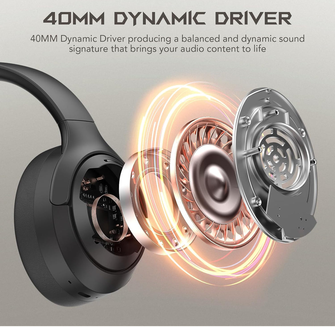 Black Shark JoyBuds Max Active Noise Cancelling Headphones, 50H Playtime Wireless Over Ear Headphones w/ Microphone, Bluetooth (Black)